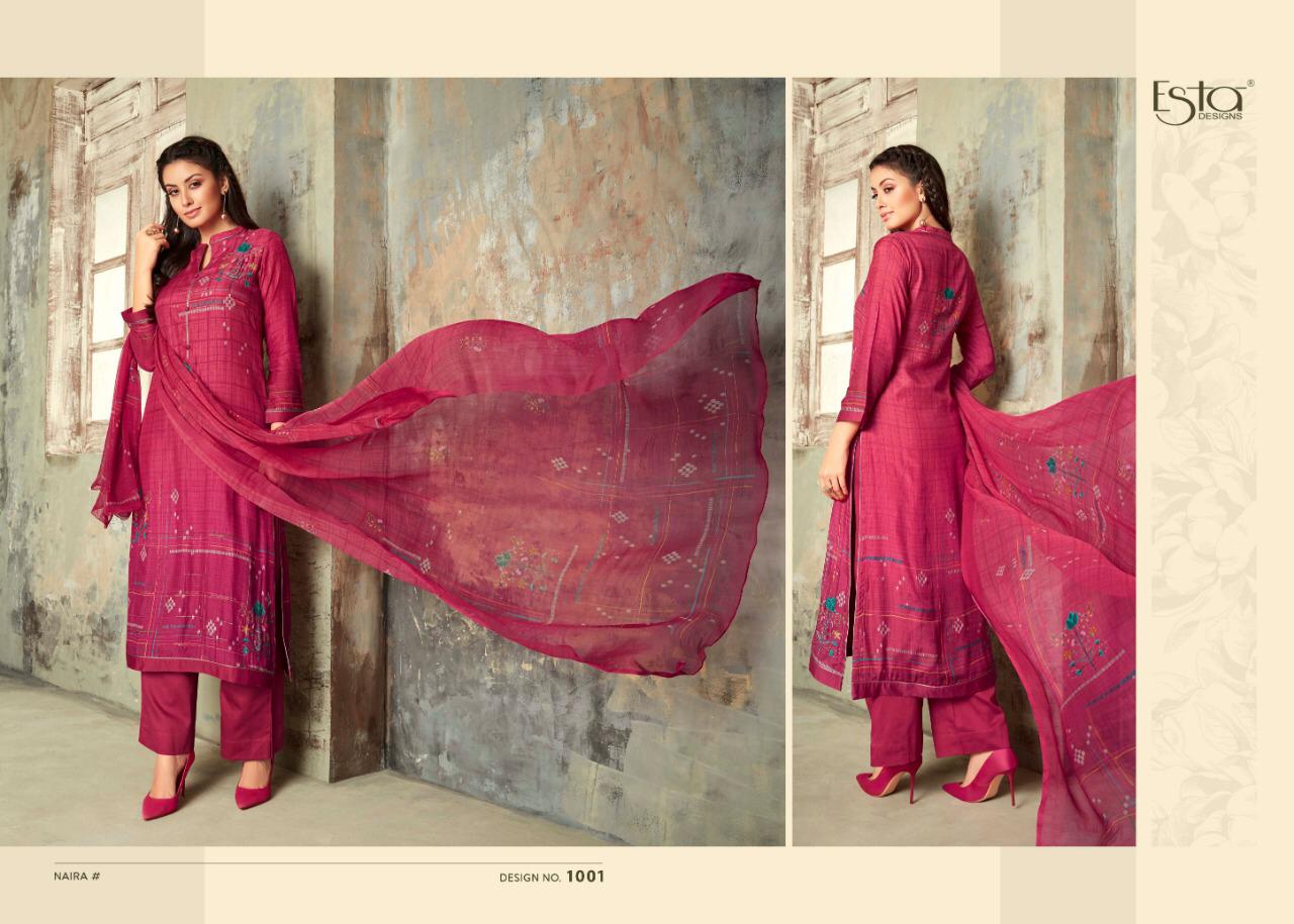 Naira By Esta Designs 1001 To 1012 Series Designer Suits Collection Beautiful Stylish Fancy Colorful Party Wear & Occasional Wear Cotton Silk Printed Dresses At Wholesale Price