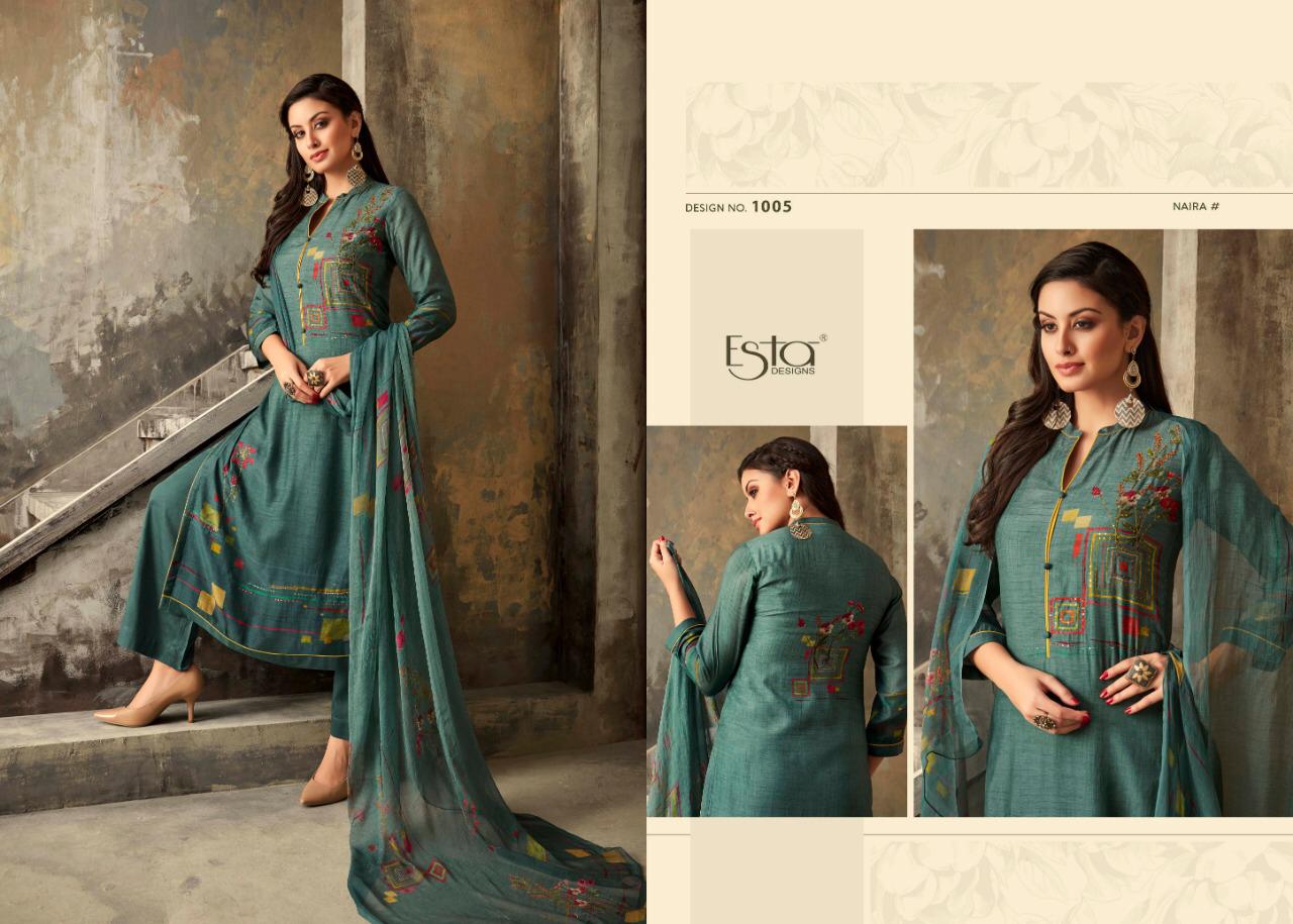 Naira By Esta Designs 1001 To 1012 Series Designer Suits Collection Beautiful Stylish Fancy Colorful Party Wear & Occasional Wear Cotton Silk Printed Dresses At Wholesale Price