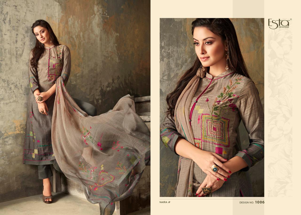 Naira By Esta Designs 1001 To 1012 Series Designer Suits Collection Beautiful Stylish Fancy Colorful Party Wear & Occasional Wear Cotton Silk Printed Dresses At Wholesale Price