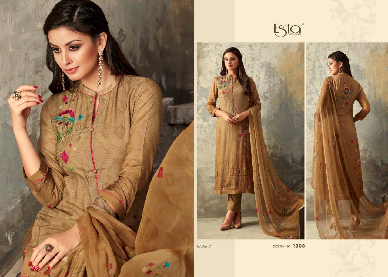 Naira By Esta Designs 1001 To 1012 Series Designer Suits Collection Beautiful Stylish Fancy Colorful Party Wear & Occasional Wear Cotton Silk Printed Dresses At Wholesale Price