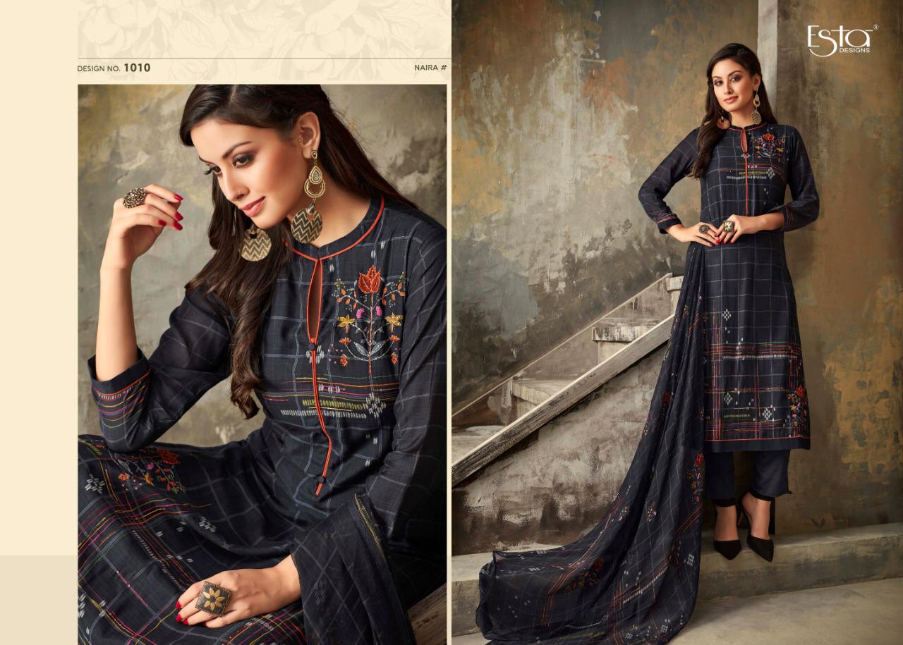 Naira By Esta Designs 1001 To 1012 Series Designer Suits Collection Beautiful Stylish Fancy Colorful Party Wear & Occasional Wear Cotton Silk Printed Dresses At Wholesale Price