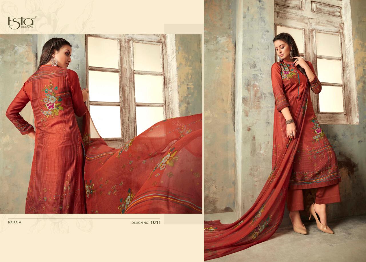 Naira By Esta Designs 1001 To 1012 Series Designer Suits Collection Beautiful Stylish Fancy Colorful Party Wear & Occasional Wear Cotton Silk Printed Dresses At Wholesale Price