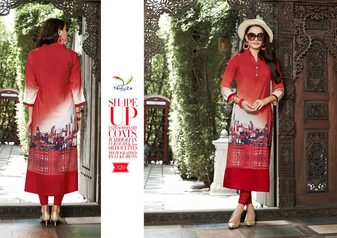 Naira By Tanuza Fashion 320 To 330 Series Beautiful Colorful Stylish Fancy Casual Wear & Ethnic Wear & Ready To Wear Spun Linen Printed Kurtis At Wholesale Price