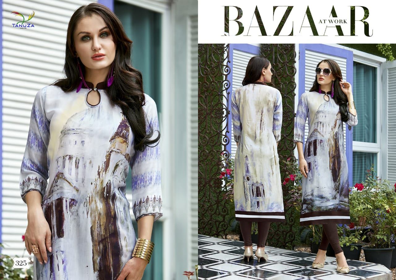 Naira By Tanuza Fashion 320 To 330 Series Beautiful Colorful Stylish Fancy Casual Wear & Ethnic Wear & Ready To Wear Spun Linen Printed Kurtis At Wholesale Price