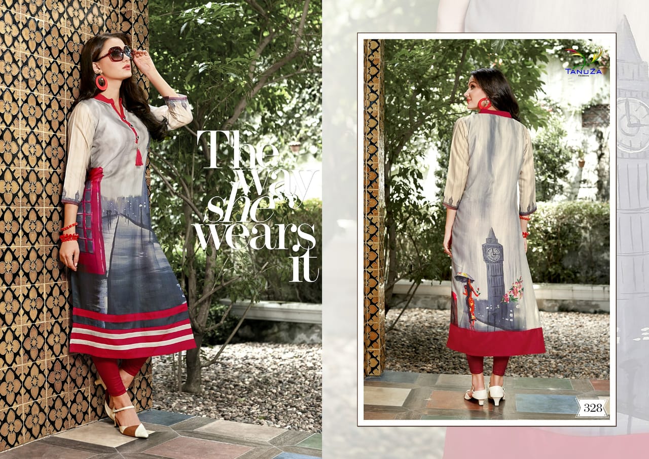 Naira By Tanuza Fashion 320 To 330 Series Beautiful Colorful Stylish Fancy Casual Wear & Ethnic Wear & Ready To Wear Spun Linen Printed Kurtis At Wholesale Price
