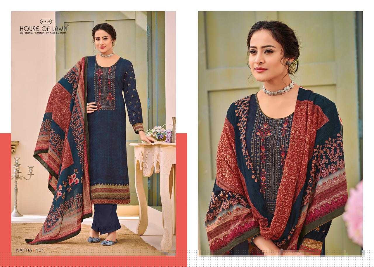Naitra By House Of Lawn 101 To 110 Series Designer Wedding Collection Beautiful Stylish Fancy Colorful Party Wear & Occasional Wear Heavy Jam Satin With Heavy Embroidered Dresses At Wholesale Price