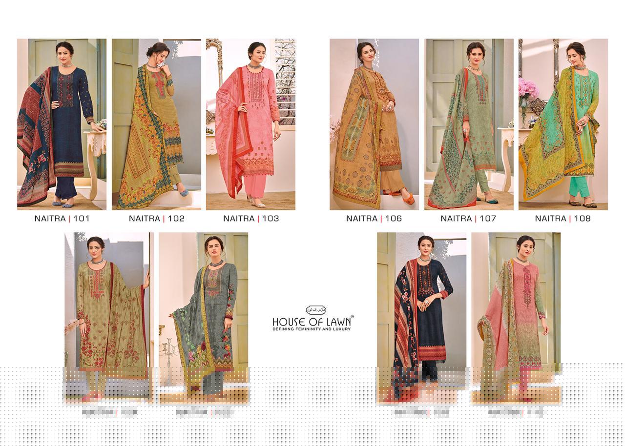 Naitra By House Of Lawn 101 To 110 Series Designer Wedding Collection Beautiful Stylish Fancy Colorful Party Wear & Occasional Wear Heavy Jam Satin With Heavy Embroidered Dresses At Wholesale Price