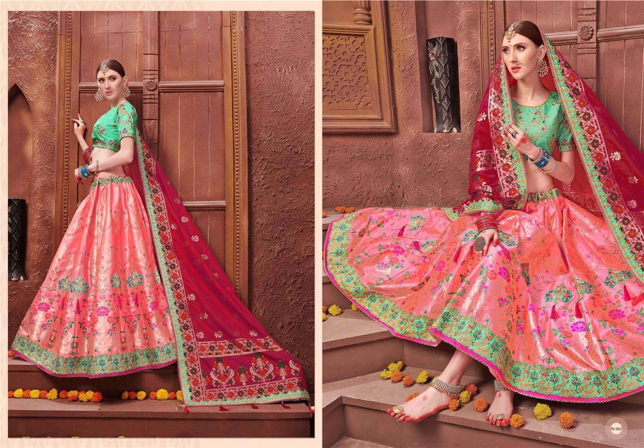Nakhrali By M. Fashion 901 To 907 Series Bridal Wear Collection Beautiful Stylish Colorful Fancy Party Wear & Occasional Wear Fancy Lehengas At Wholesale Price