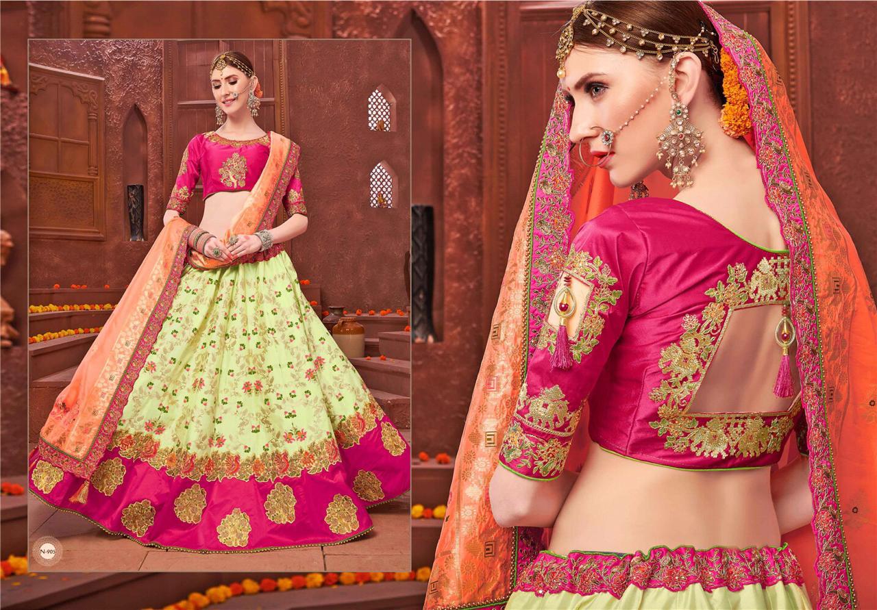 Nakhrali By M. Fashion 901 To 907 Series Bridal Wear Collection Beautiful Stylish Colorful Fancy Party Wear & Occasional Wear Fancy Lehengas At Wholesale Price