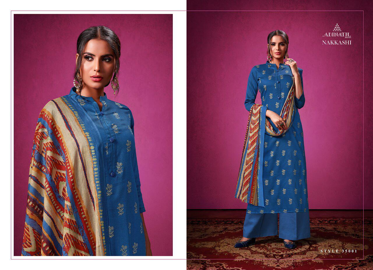 Nakkashi By Adinath 35001 To 3500 8series Beautiful Suits Colorful Stylish Fancy Colorful Casual Wear & Ethnic Wear Jam Satin Print With Foil Prints Dresses At Wholesale Price