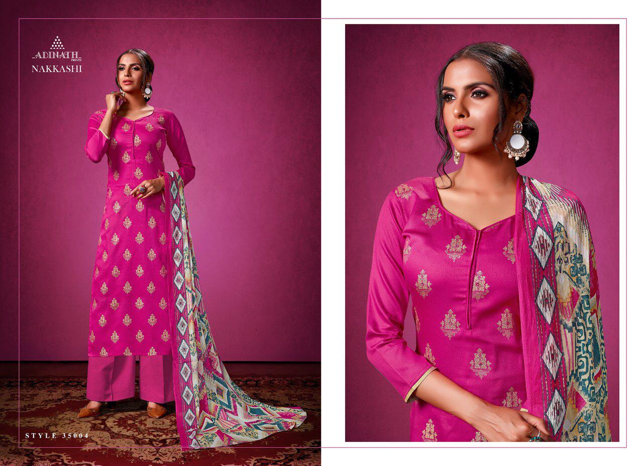 Nakkashi By Adinath 35001 To 3500 8series Beautiful Suits Colorful Stylish Fancy Colorful Casual Wear & Ethnic Wear Jam Satin Print With Foil Prints Dresses At Wholesale Price