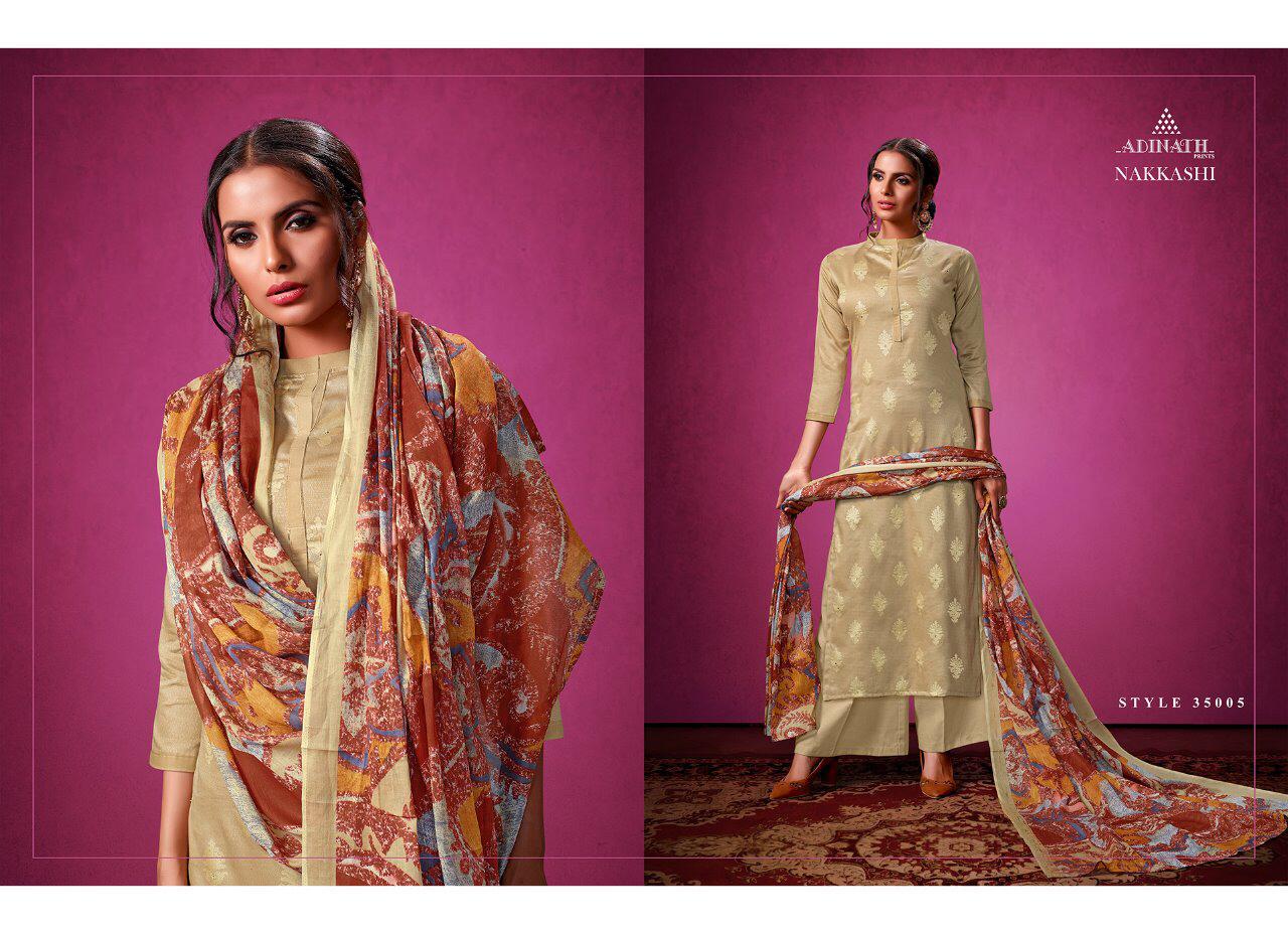 Nakkashi By Adinath 35001 To 3500 8series Beautiful Suits Colorful Stylish Fancy Colorful Casual Wear & Ethnic Wear Jam Satin Print With Foil Prints Dresses At Wholesale Price