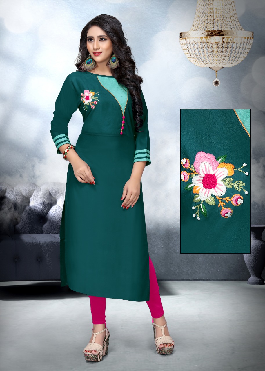 Nakkashi By Neeti Creation 20008 To 20014 Series Beautiful Colorful Stylish Fancy Casual Wear & Ethnic Wear & Ready To Wear Heavy Rayon Work Kurtis At Wholesale Price