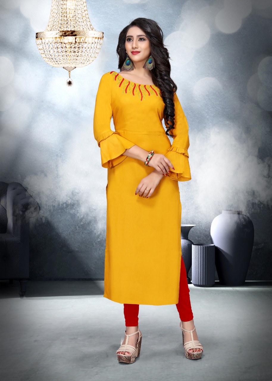 Nakkashi By Neeti Creation 20008 To 20014 Series Beautiful Colorful Stylish Fancy Casual Wear & Ethnic Wear & Ready To Wear Heavy Rayon Work Kurtis At Wholesale Price