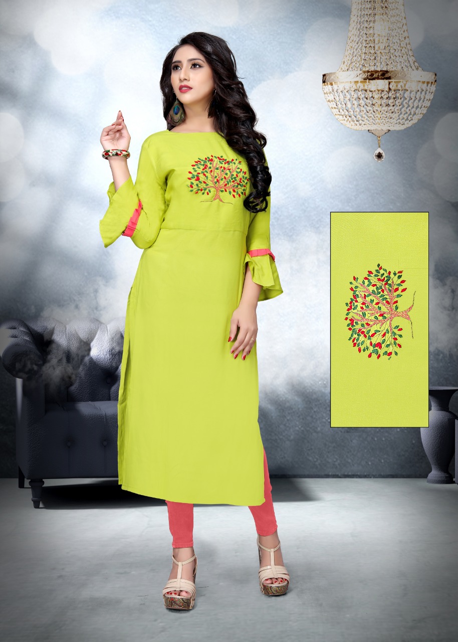 Nakkashi By Neeti Creation 20008 To 20014 Series Beautiful Colorful Stylish Fancy Casual Wear & Ethnic Wear & Ready To Wear Heavy Rayon Work Kurtis At Wholesale Price