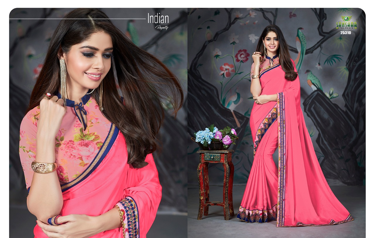 Naksh By Sanskar Tex Print 25301 To 25312 Series Indian Traditional Wear Collection Beautiful Stylish Fancy Colorful Party Wear & Occasional Wear Chiffon And Georgette Printed Sarees At Wholesale Price