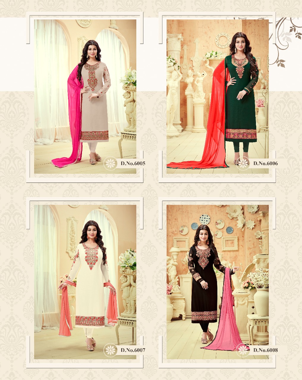 Sale Nakshatra Vol-6 By Antique Creation 6001 To 6008 Series Indian Designer Suits Bollywood Ethnic Wear With Embroidered Work Colorful Stylish Fancy Party Wear & Occasional Wear Georgette Dresses At Wholesale Price