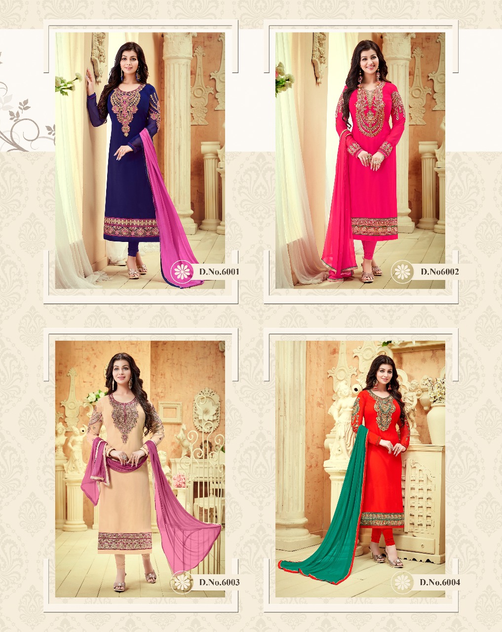 Sale Nakshatra Vol-6 By Antique Creation 6001 To 6008 Series Indian Designer Suits Bollywood Ethnic Wear With Embroidered Work Colorful Stylish Fancy Party Wear & Occasional Wear Georgette Dresses At Wholesale Price