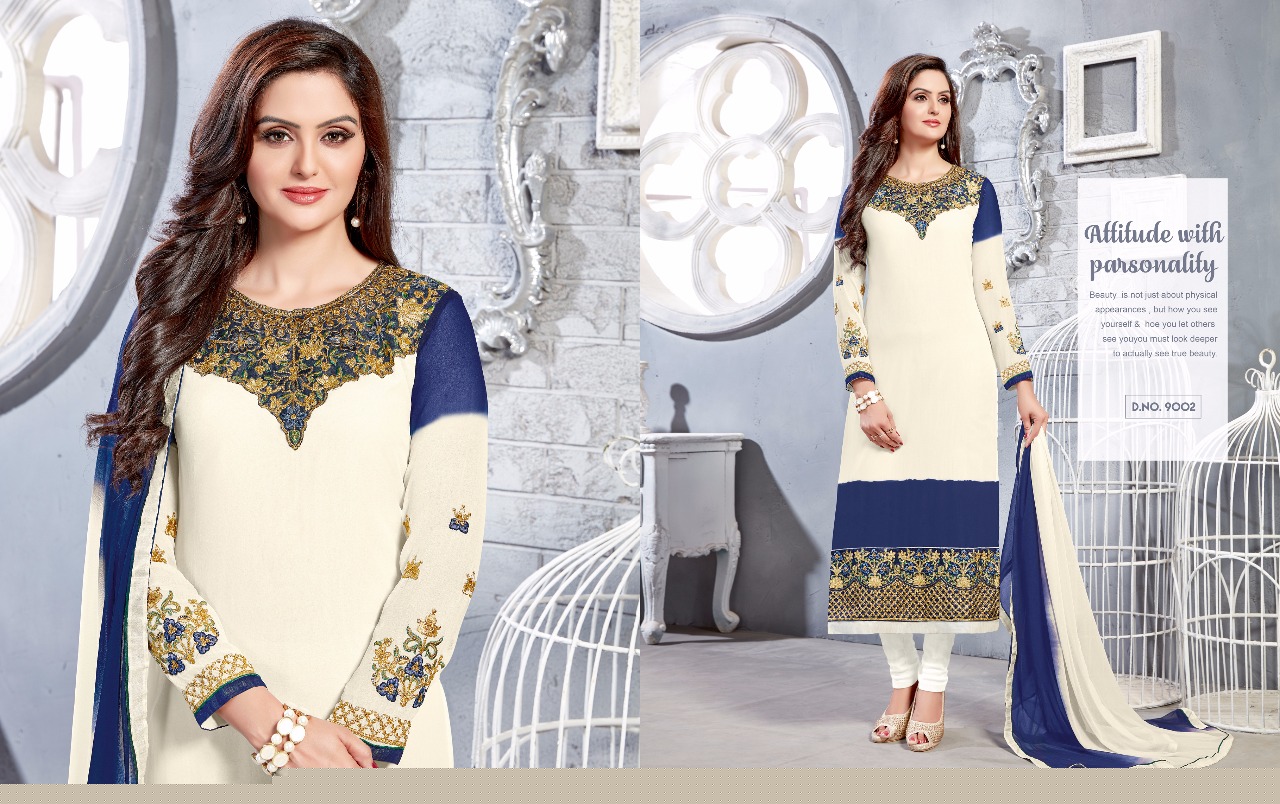 Sale Nakshatra Vol-9 By Antique Creation 9001 To 9008 Series Indian Designer Suits Bollywood Ethnic Wear With Embroidered Work Colorful Stylish Fancy Party Wear & Occasional Wear Georgette Dresses At Wholesale Price