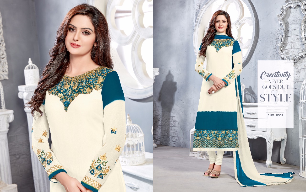 Sale Nakshatra Vol-9 By Antique Creation 9001 To 9008 Series Indian Designer Suits Bollywood Ethnic Wear With Embroidered Work Colorful Stylish Fancy Party Wear & Occasional Wear Georgette Dresses At Wholesale Price
