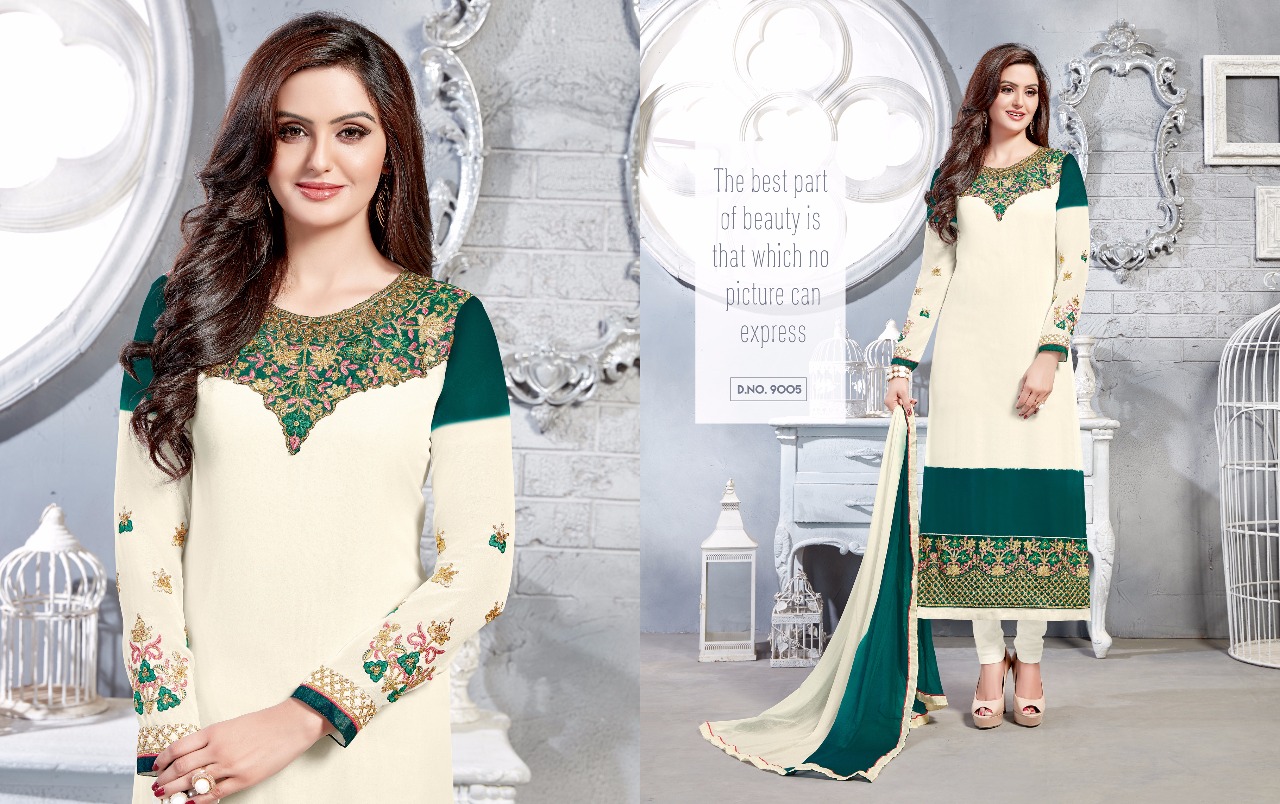 Sale Nakshatra Vol-9 By Antique Creation 9001 To 9008 Series Indian Designer Suits Bollywood Ethnic Wear With Embroidered Work Colorful Stylish Fancy Party Wear & Occasional Wear Georgette Dresses At Wholesale Price