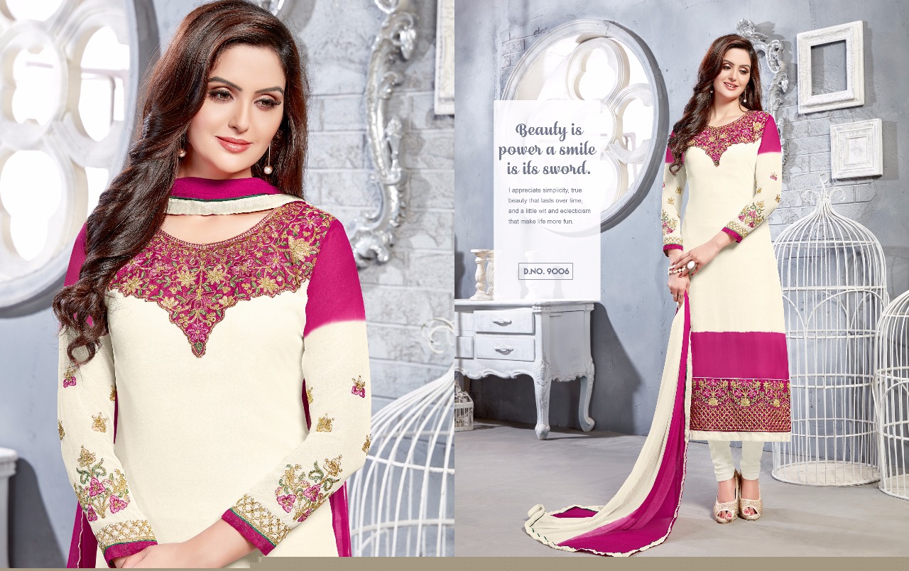 Sale Nakshatra Vol-9 By Antique Creation 9001 To 9008 Series Indian Designer Suits Bollywood Ethnic Wear With Embroidered Work Colorful Stylish Fancy Party Wear & Occasional Wear Georgette Dresses At Wholesale Price