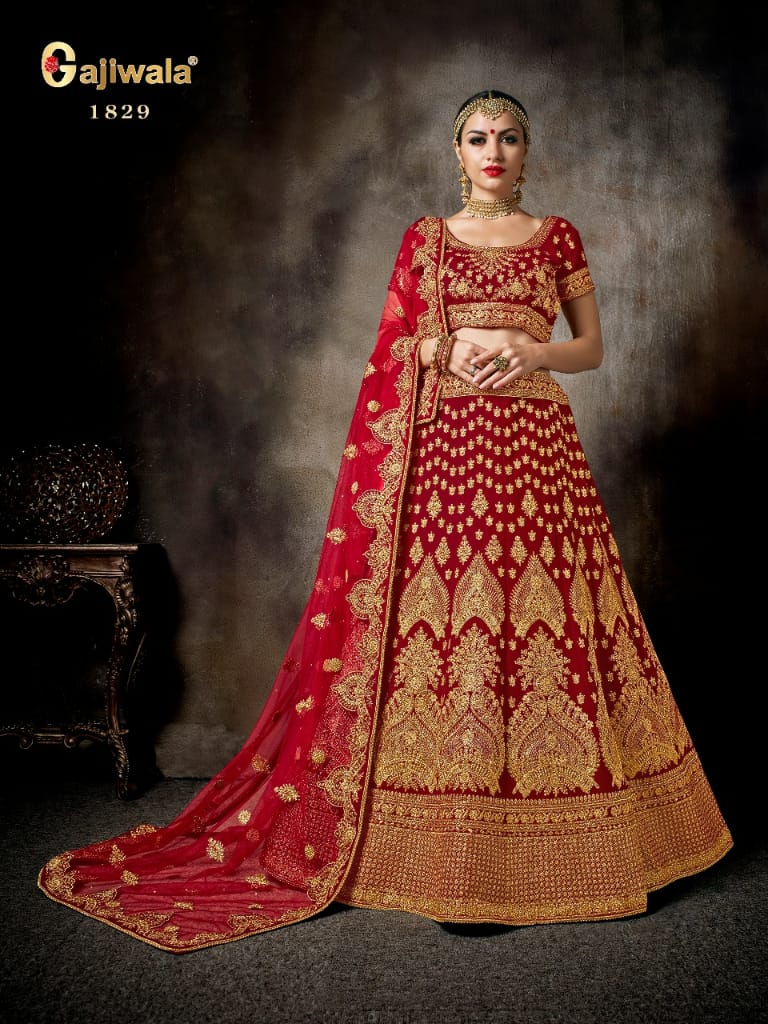 Nakshatra By Gajiwala Sarees 1829 To 1838 Series Indian Traditional Wear Collection Beautiful Stylish Fancy Colorful Party Wear & Occasional Wear Silk/ Velvet Lehengas At Wholesale Price