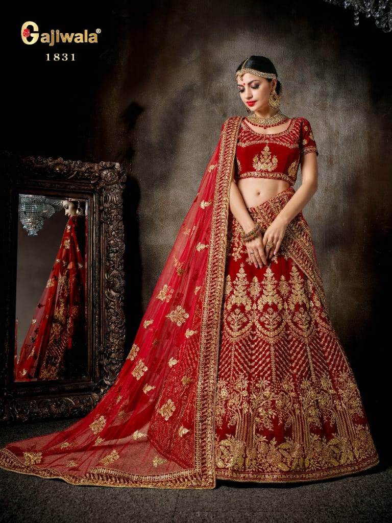 Nakshatra By Gajiwala Sarees 1829 To 1838 Series Indian Traditional Wear Collection Beautiful Stylish Fancy Colorful Party Wear & Occasional Wear Silk/ Velvet Lehengas At Wholesale Price