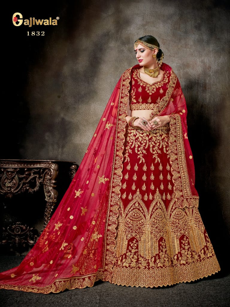 Nakshatra By Gajiwala Sarees 1829 To 1838 Series Indian Traditional Wear Collection Beautiful Stylish Fancy Colorful Party Wear & Occasional Wear Silk/ Velvet Lehengas At Wholesale Price