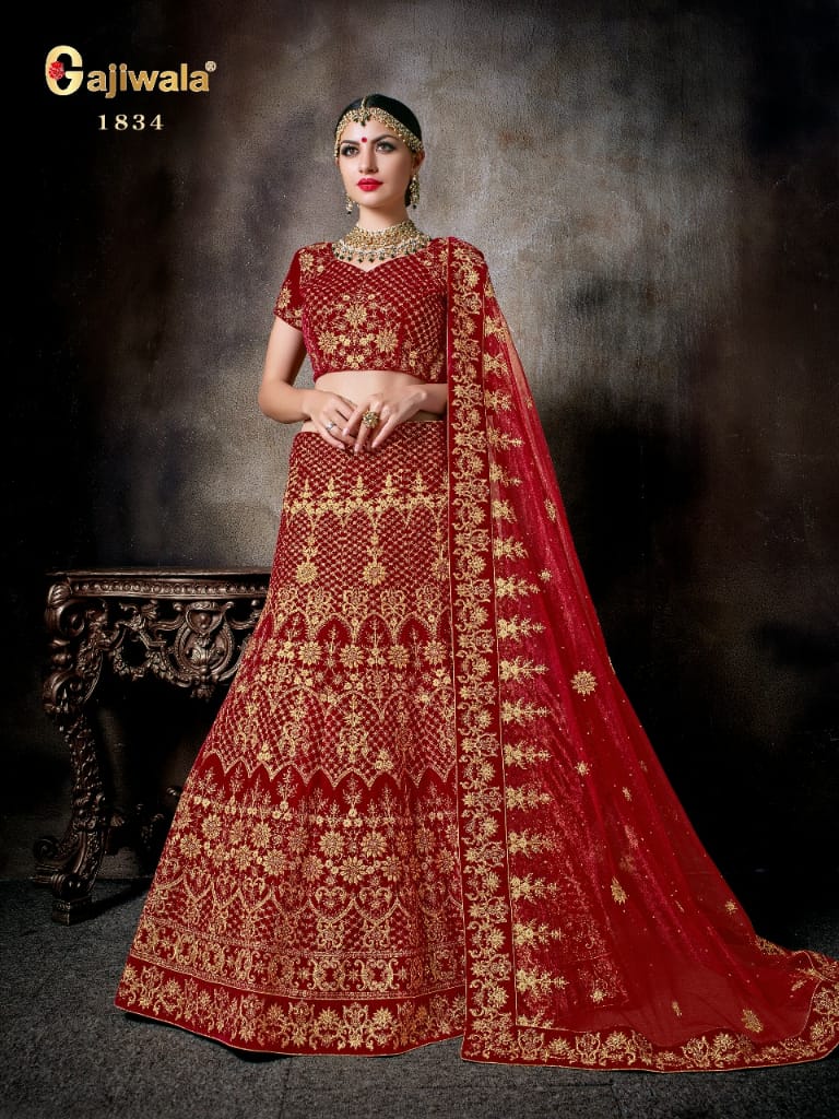 Nakshatra By Gajiwala Sarees 1829 To 1838 Series Indian Traditional Wear Collection Beautiful Stylish Fancy Colorful Party Wear & Occasional Wear Silk/ Velvet Lehengas At Wholesale Price