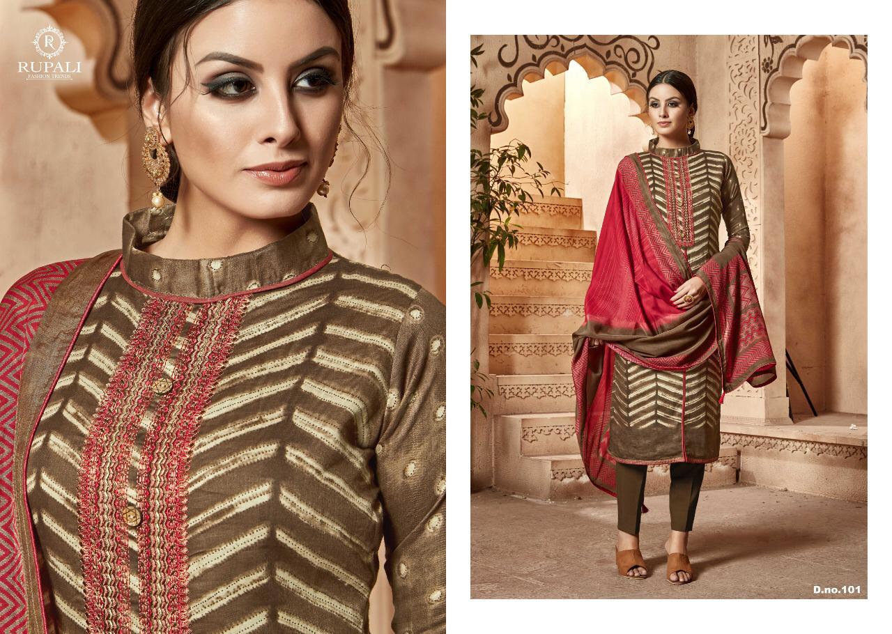 Nakshi Kantha By Rupali Fashion 101 To 1008 Series Beautiful Suits Colorful Stylish Fancy Casual Wear & Ethnic Wear Cotton Satin With Embroidery Work Dresses At Wholesale Price