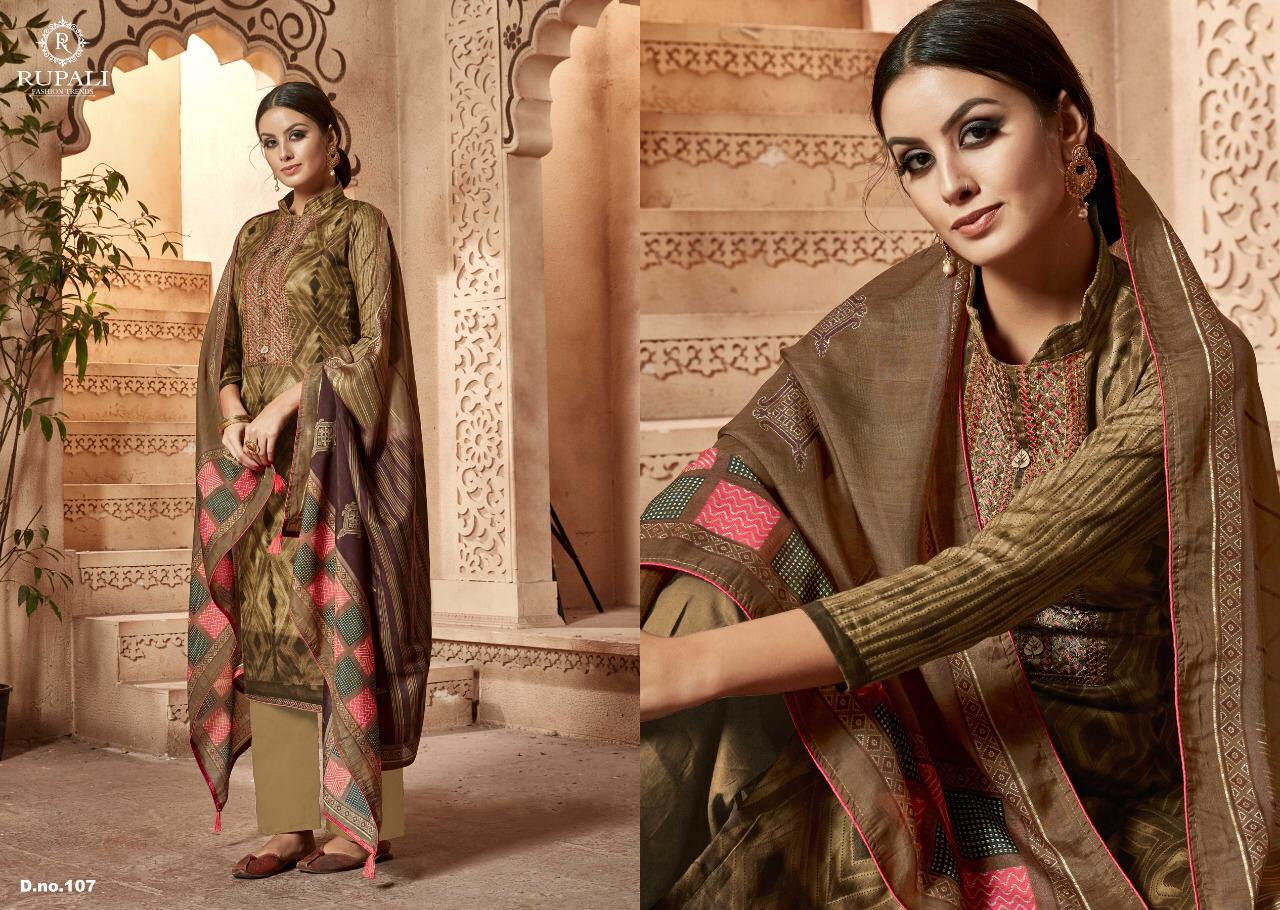 Nakshi Kantha By Rupali Fashion 101 To 1008 Series Beautiful Suits Colorful Stylish Fancy Casual Wear & Ethnic Wear Cotton Satin With Embroidery Work Dresses At Wholesale Price