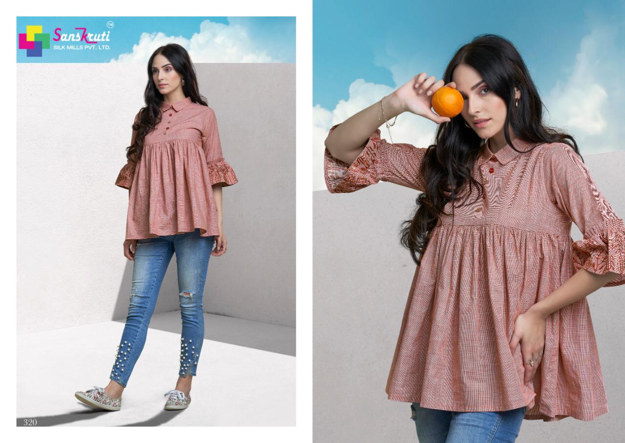 Nakshi By Sanskruti Silk Mills 318 To 323 Series Beautiful Stylish Fancy Colorful Casual Wear & Ethnic Wear & Ready To Wear Pure Cotton Embroidery Tops At Wholesale Price