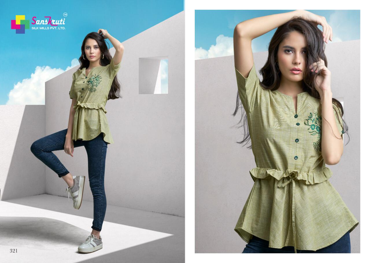 Nakshi By Sanskruti Silk Mills 318 To 323 Series Beautiful Stylish Fancy Colorful Casual Wear & Ethnic Wear & Ready To Wear Pure Cotton Embroidery Tops At Wholesale Price