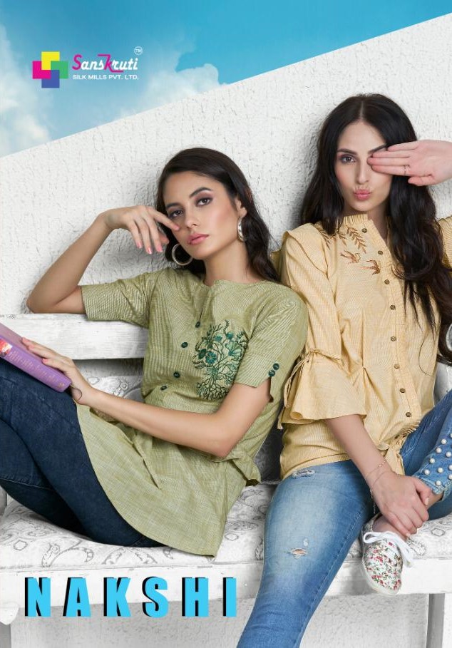Nakshi By Sanskruti Silk Mills 318 To 323 Series Beautiful Stylish Fancy Colorful Casual Wear & Ethnic Wear & Ready To Wear Pure Cotton Embroidery Tops At Wholesale Price