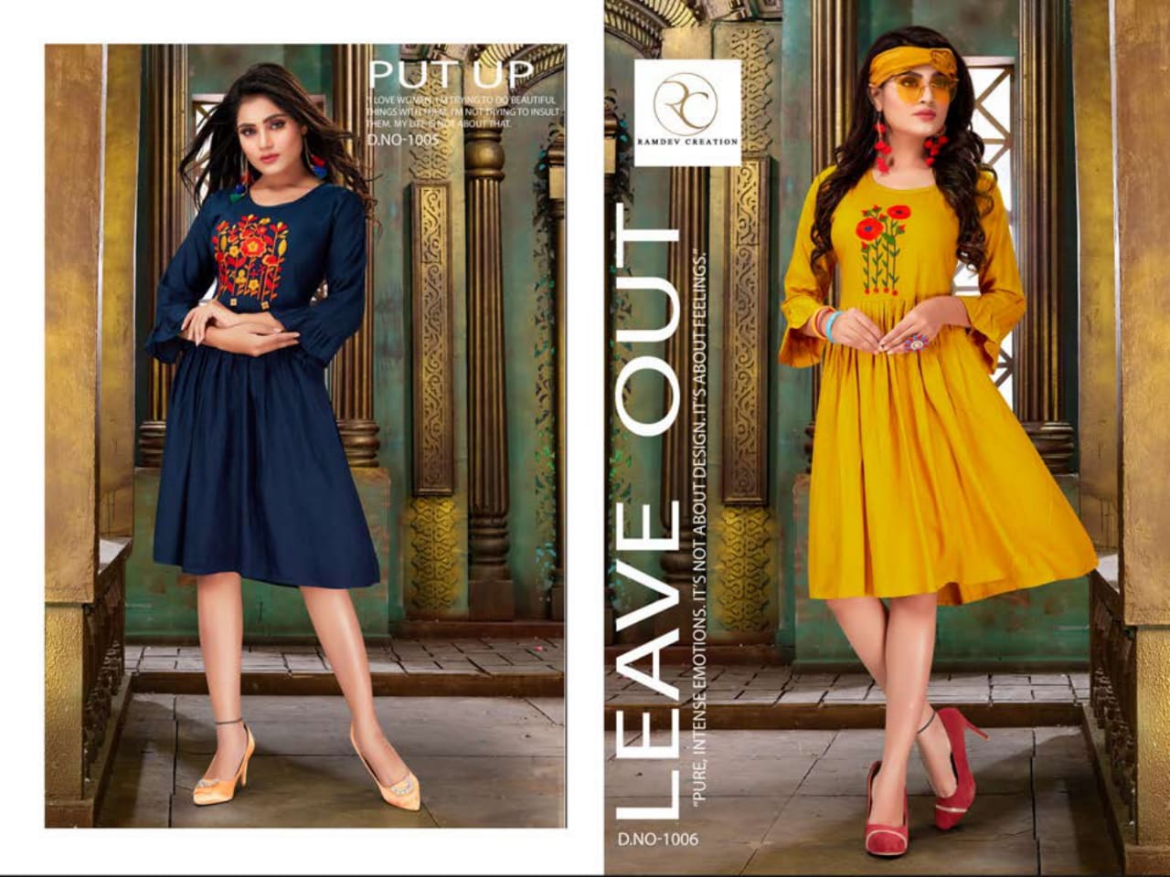 Namoh By Ramdev Craeation 1001 To 1008 Series Beautiful Stylish Fancy Colorful Casual Wear & Ethnic Wear & Ready To Wear Rayon Embroidery Kurtis At Wholesale Price