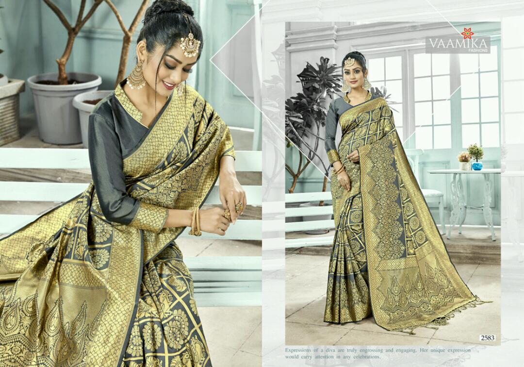 Narayani Silk Vol-2 By Vaamika Fashion 2581 To 2592 Series Indian Traditional Wear Collection Beautiful Stylish Fancy Colorful Party Wear & Occasional Wear Narayan Silk Sarees At Wholesale Price