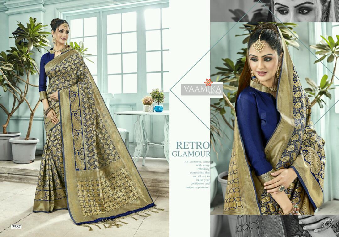 Narayani Silk Vol-2 By Vaamika Fashion 2581 To 2592 Series Indian Traditional Wear Collection Beautiful Stylish Fancy Colorful Party Wear & Occasional Wear Narayan Silk Sarees At Wholesale Price