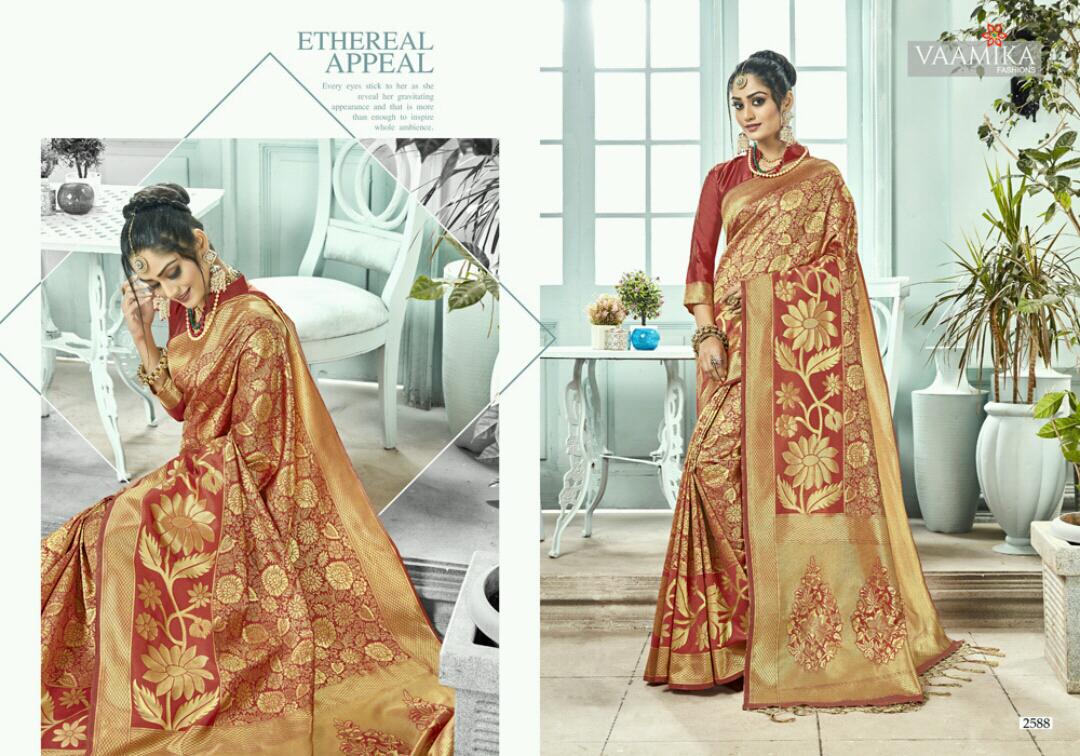 Narayani Silk Vol-2 By Vaamika Fashion 2581 To 2592 Series Indian Traditional Wear Collection Beautiful Stylish Fancy Colorful Party Wear & Occasional Wear Narayan Silk Sarees At Wholesale Price