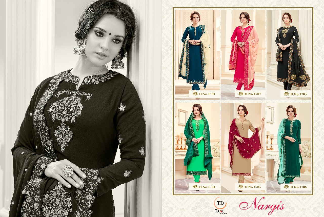 Nargis Vol-2 By Tanu Designer 1701 To 1706 Series Designer Eautiful Stylish Fancy Colorful Party Wear & Occasional Wear Pure Blooming Georgette Embroidered Dresses At Wholesale Price