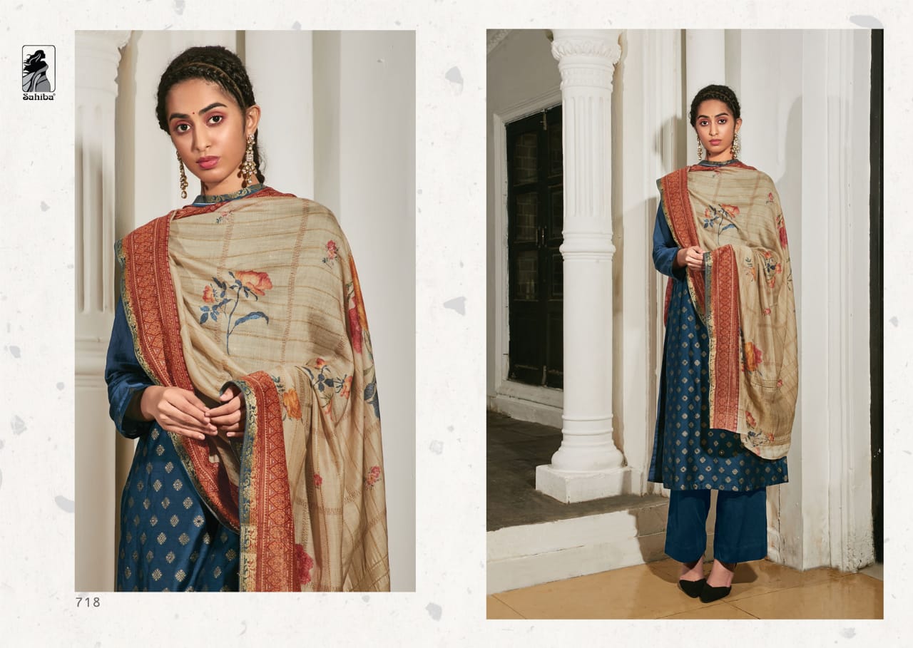 Nargis By Sahiba Fabrics Beautiful Stylish Fancy Colorful Casual Wear & Ethnic Wear Pure Jacquard Front And Silk Back Sleeve Dresses At Wholesale Price