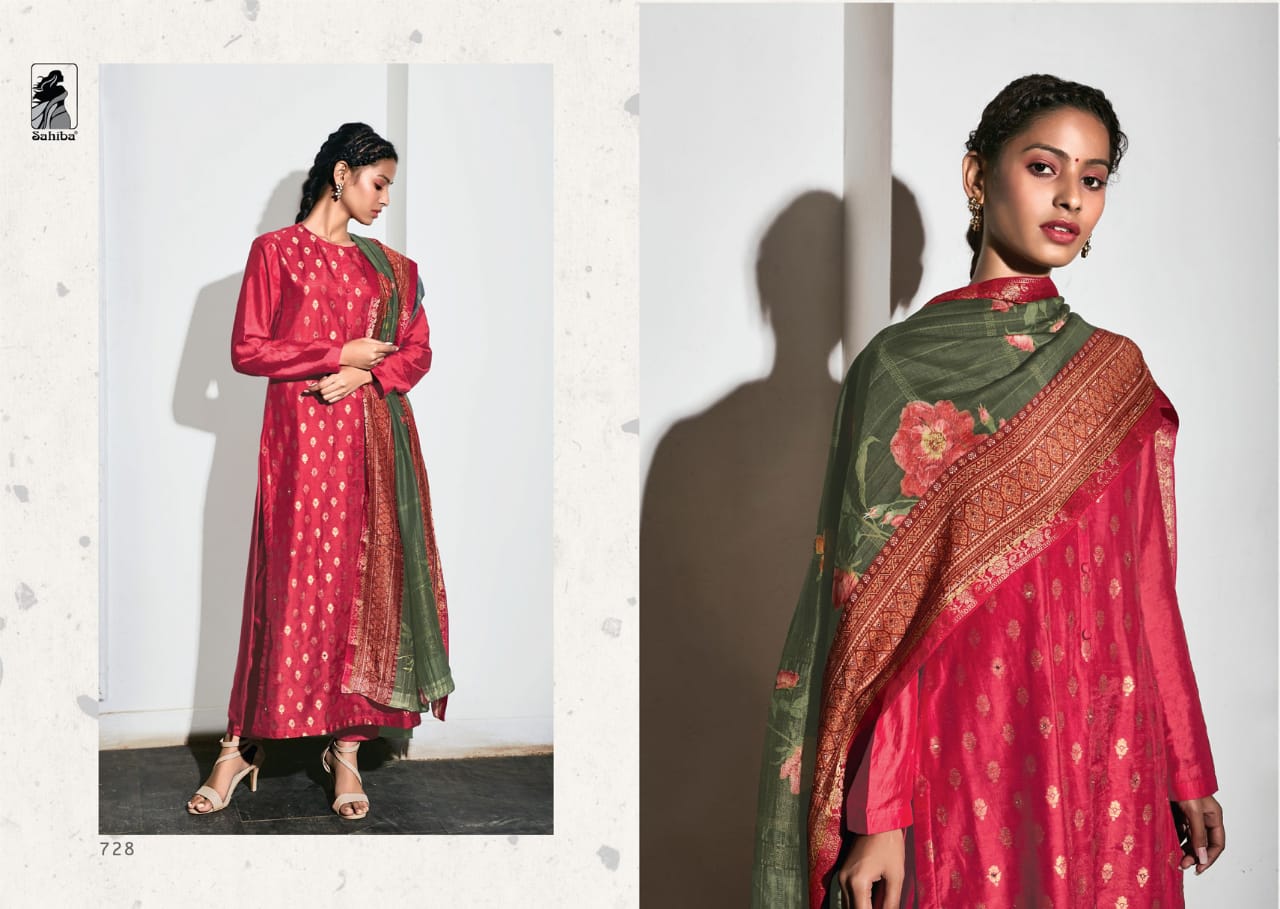 Nargis By Sahiba Fabrics Beautiful Stylish Fancy Colorful Casual Wear & Ethnic Wear Pure Jacquard Front And Silk Back Sleeve Dresses At Wholesale Price