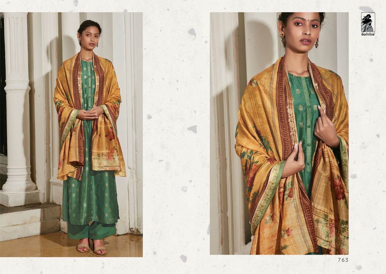 Nargis By Sahiba Fabrics Beautiful Stylish Fancy Colorful Casual Wear & Ethnic Wear Pure Jacquard Front And Silk Back Sleeve Dresses At Wholesale Price