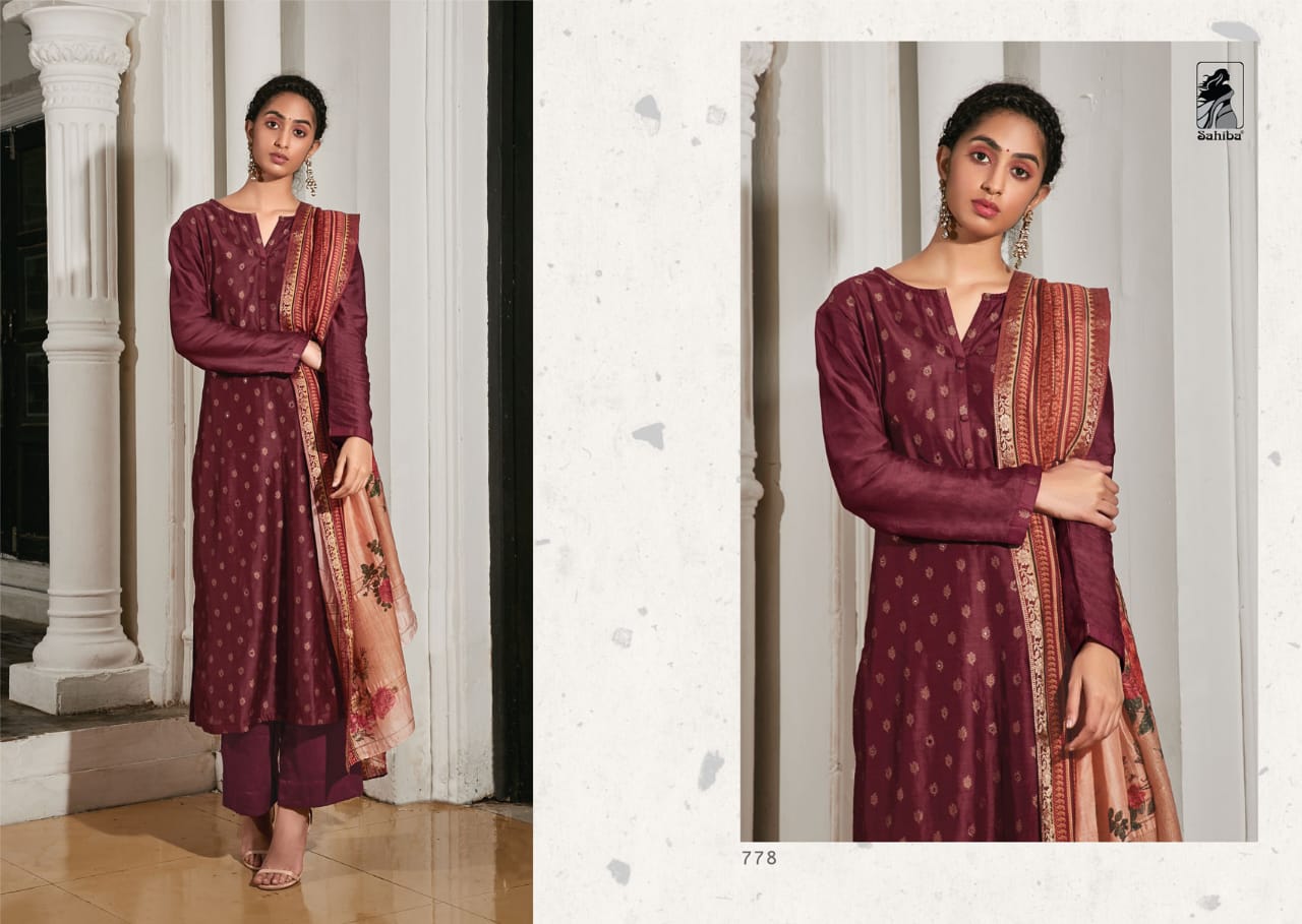 Nargis By Sahiba Fabrics Beautiful Stylish Fancy Colorful Casual Wear & Ethnic Wear Pure Jacquard Front And Silk Back Sleeve Dresses At Wholesale Price