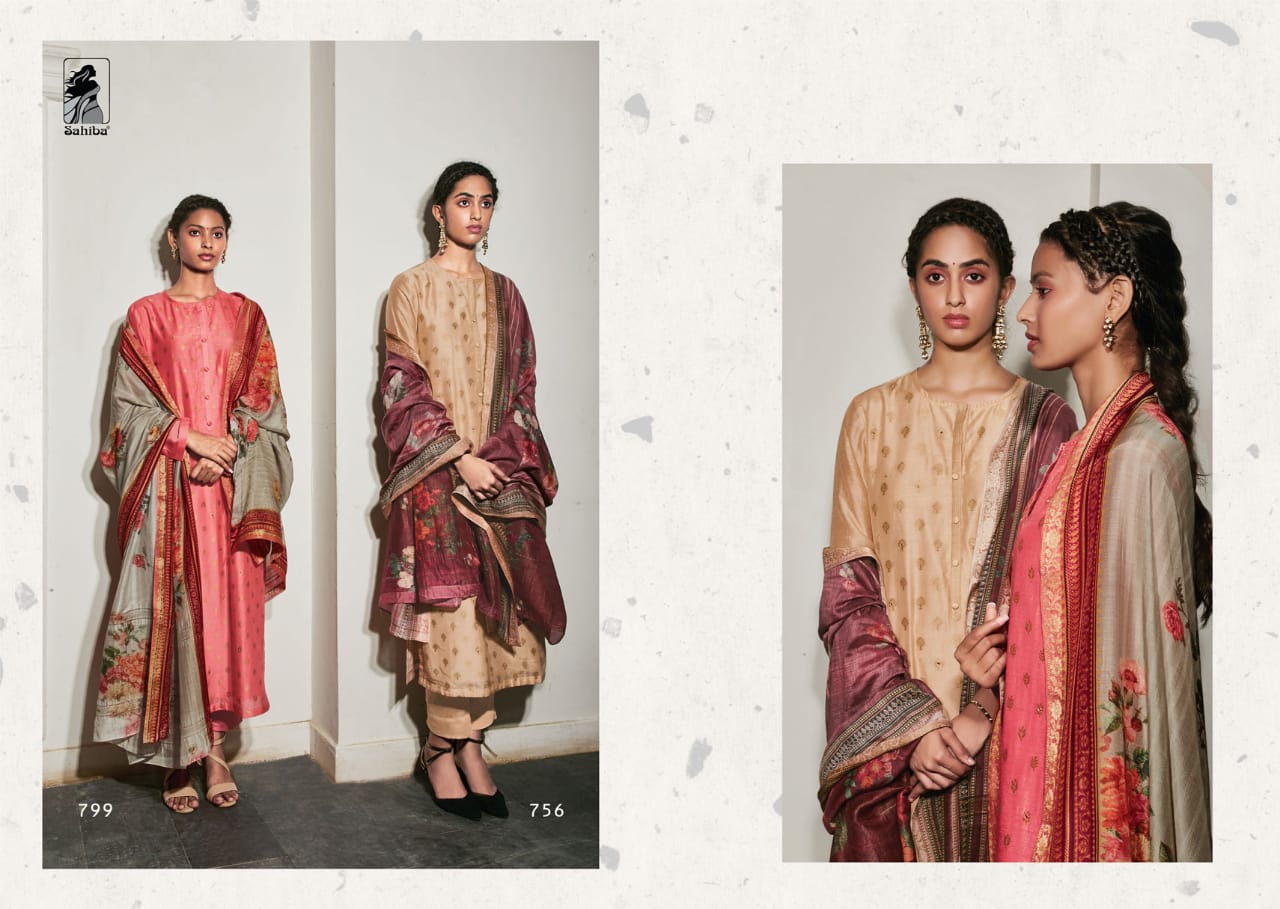 Nargis By Sahiba Fabrics Beautiful Stylish Fancy Colorful Casual Wear & Ethnic Wear Pure Jacquard Front And Silk Back Sleeve Dresses At Wholesale Price