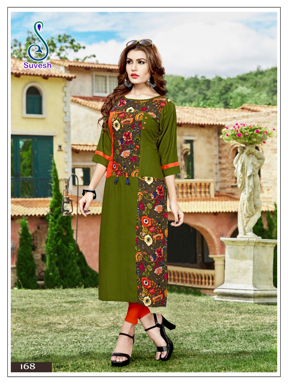 Natasha Vol-13 By Suvesh 163 To 170 Series Beautiful Stylish Fancy Colorful Casual Wear & Ethnic Wear & Ready To Wear Heavy Rayon Printed Kurtis At Wholesale Price