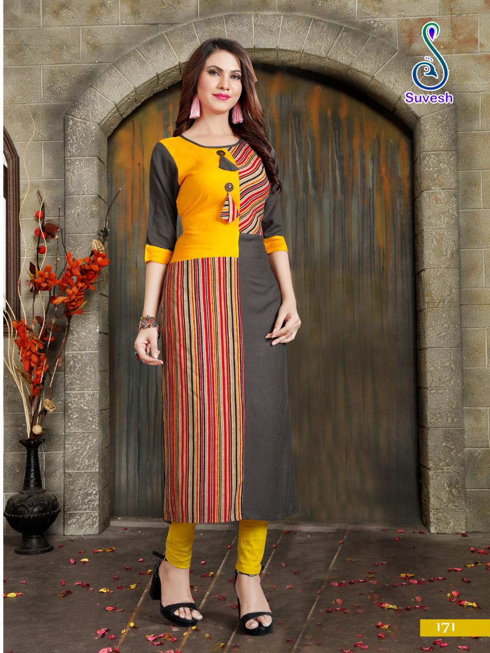Natasha Vol-15 By Suvesh 171 To 178 Series Beautiful Colorful Stylish Fancy Casual Wear & Ethnic Wear & Ready To Wear Heavy Rayon Printed Kurtis At Wholesale Price