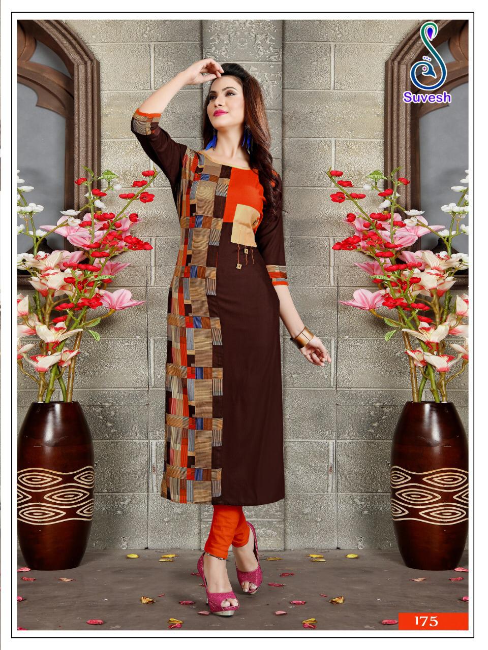 Natasha Vol-15 By Suvesh 171 To 178 Series Beautiful Colorful Stylish Fancy Casual Wear & Ethnic Wear & Ready To Wear Heavy Rayon Printed Kurtis At Wholesale Price