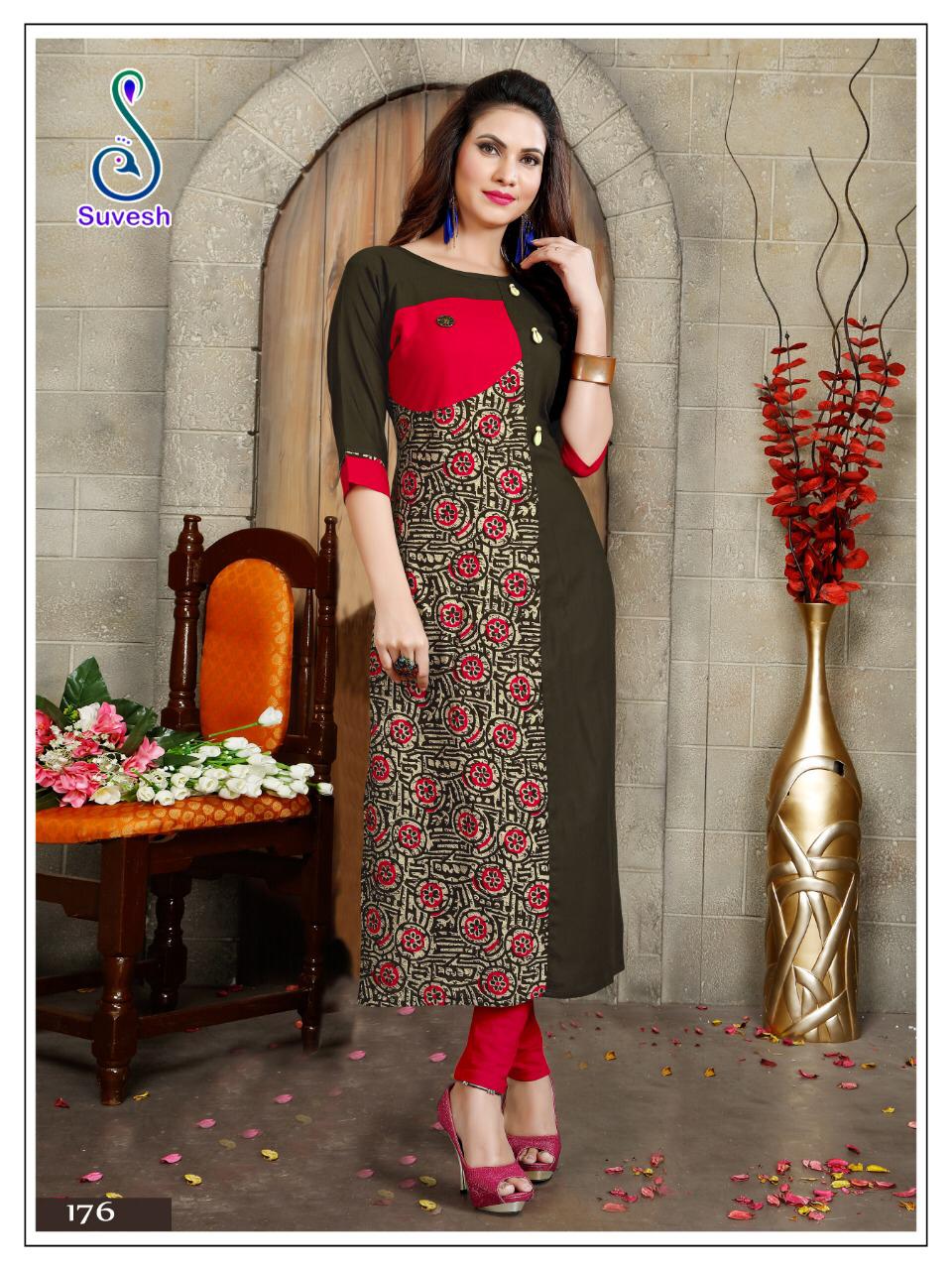 Natasha Vol-15 By Suvesh 171 To 178 Series Beautiful Colorful Stylish Fancy Casual Wear & Ethnic Wear & Ready To Wear Heavy Rayon Printed Kurtis At Wholesale Price