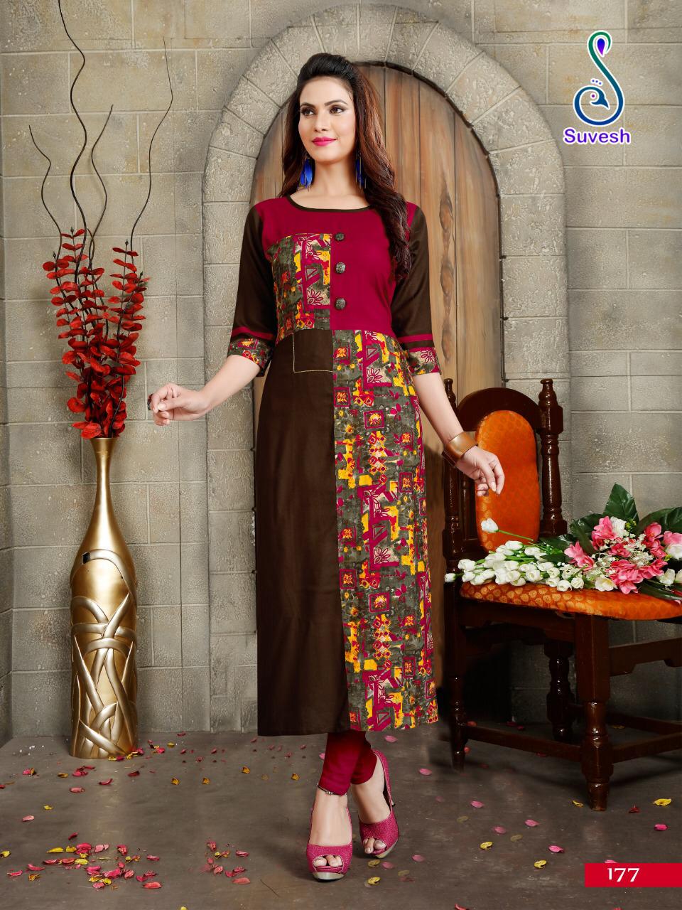 Natasha Vol-15 By Suvesh 171 To 178 Series Beautiful Colorful Stylish Fancy Casual Wear & Ethnic Wear & Ready To Wear Heavy Rayon Printed Kurtis At Wholesale Price